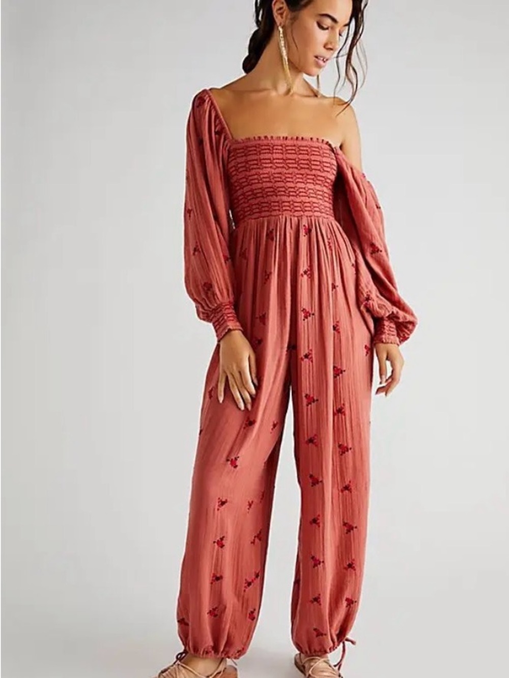 Free People Dahlia Embroidered Jumpsuit